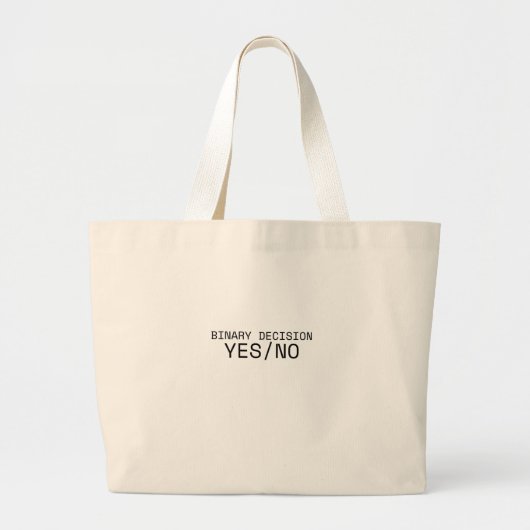 Binary Decision Yes No Minimalist Jumbo Tote Bag ラージトートバッグ (正面)