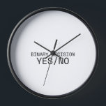 Binary Decision Yes No Minimalist Technical Wall  壁時計<br><div class="desc">Measure the time of your choices. This modern wall clock features sharp typewriter numerals and a central message to keep your focus locked on definitive execution.</div>