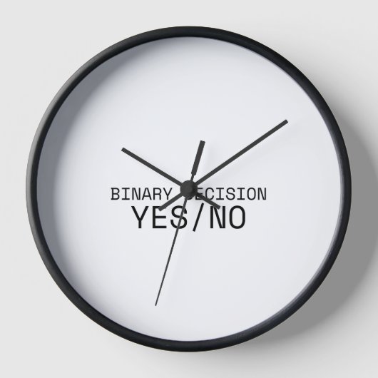 Binary Decision Yes No Minimalist Technical Wall  壁時計 (正面)