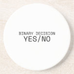 Binary Decision Yes No Minimalist Typewriter  コースター<br><div class="desc">Protect your surface,  define your choice. Sandstone coaster with high-contrast typewriter typography to keep your workspace clean and your logic uninterrupted.</div>