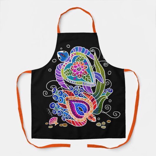 BINDIウミガメ全周プリントエプロン エプロン (正面)