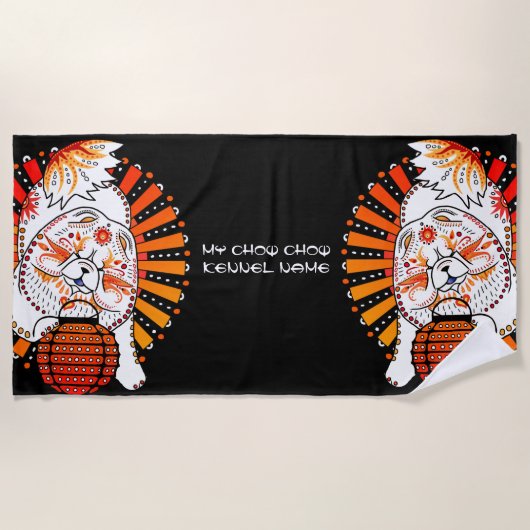 BINDI MI TANG – チャウ – ドッグタオルの年 ビーチタオル (正面)