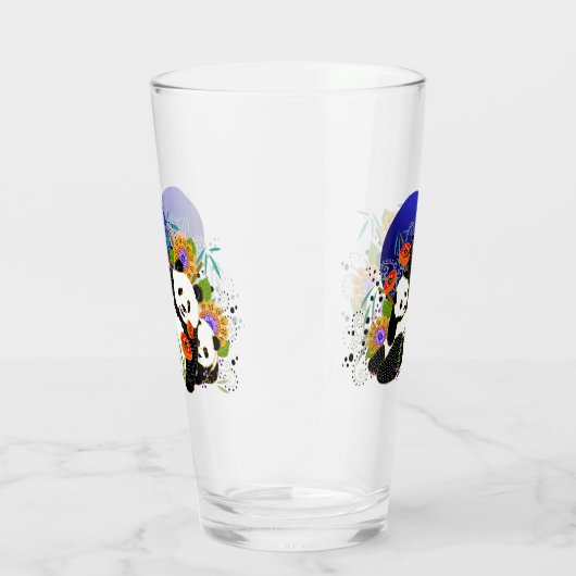 BINDI PANDA 16ozガラス – デザイン前面と背面 タンブラーグラス (右)