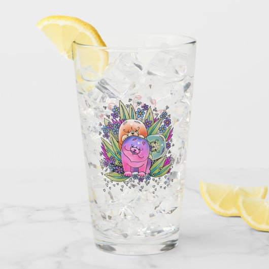 BINDI PLAYDATの食事16ozのガラスデザインの前部及び背部 タンブラーグラス (アイス正面)