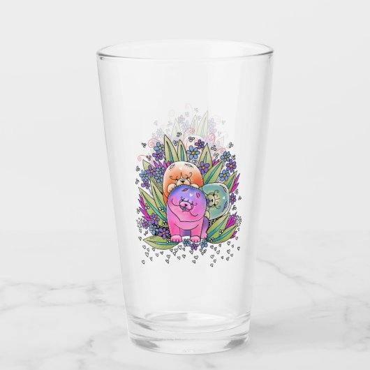 BINDI PLAYDATの食事16ozのガラスデザインの前部及び背部 タンブラーグラス (正面)