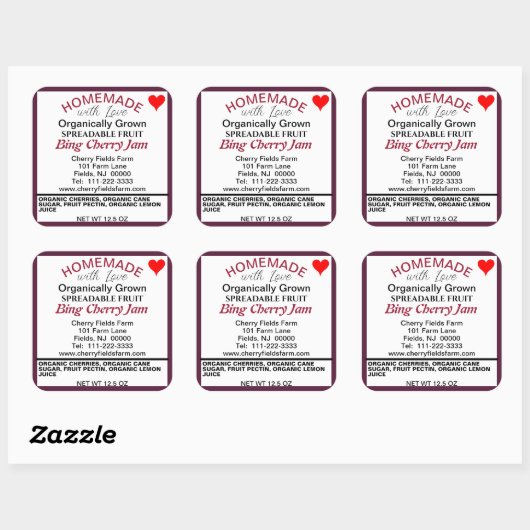 Bingオーガニックさくらんぼジャム缶詰の名前 スクエアシール (シート)