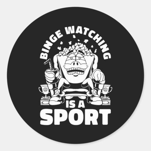 Binge Watching Tv Programs Show Series Movies ラウンドシール (正面)