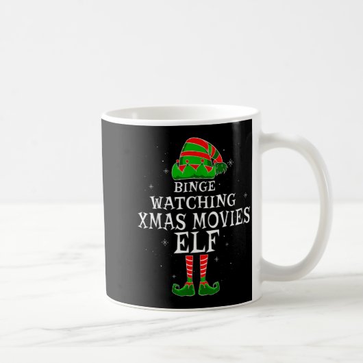 Binge Watching Xmas Movies Elf Matching Family Chr コーヒーマグカップ (右)