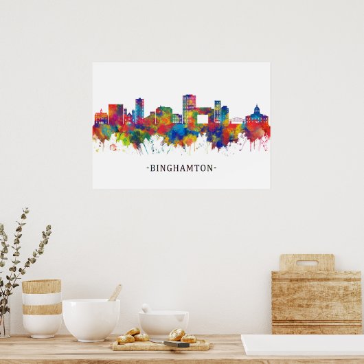 Binghamton New York Skyline ポスター (キッチン)