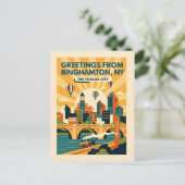 Binghamton NY The Parlor City Retro  ポストカード (スタンド正面)