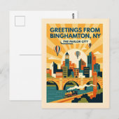 Binghamton NY The Parlor City Retro  ポストカード (正面/裏面)
