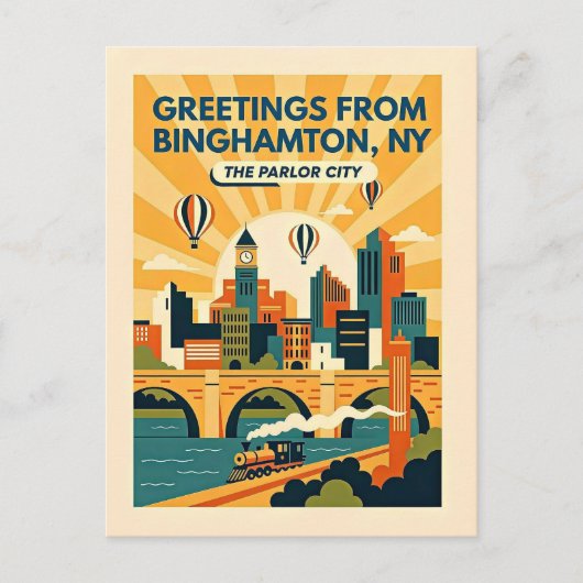 Binghamton NY The Parlor City Retro  ポストカード (正面)