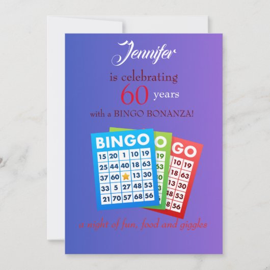 BINGOをテーマにした誕生日パーティーへの招待 招待状 (正面)