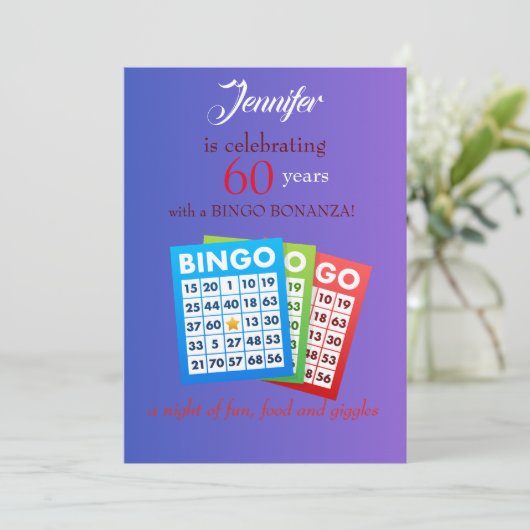 BINGOをテーマにした誕生日パーティーへの招待 招待状 (スタンド正面)