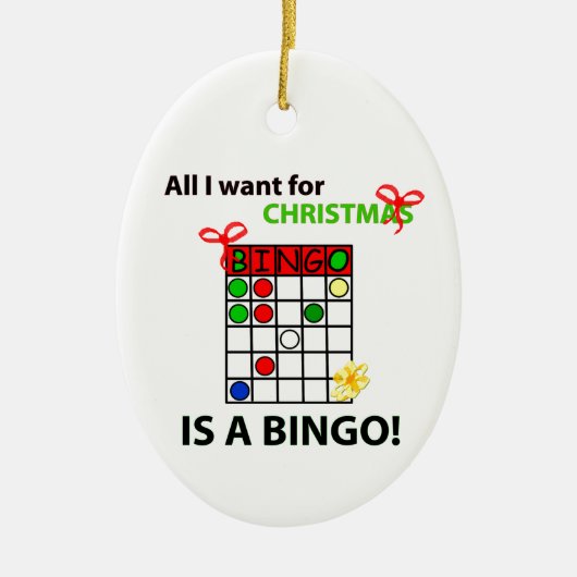 BINGOクリスマスのビンゴが欲しい セラミックオーナメント (正面)