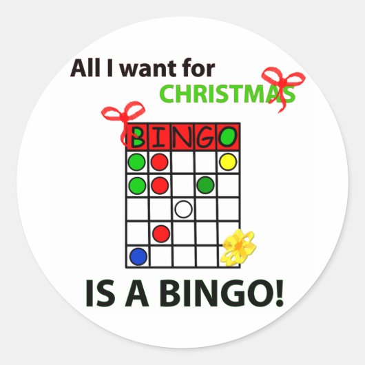 BINGOクリスマスのビンゴが欲しい ラウンドシール (正面)