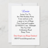 Bingoテーマのパーティーおもしろいカラフル 招待状 (裏面)