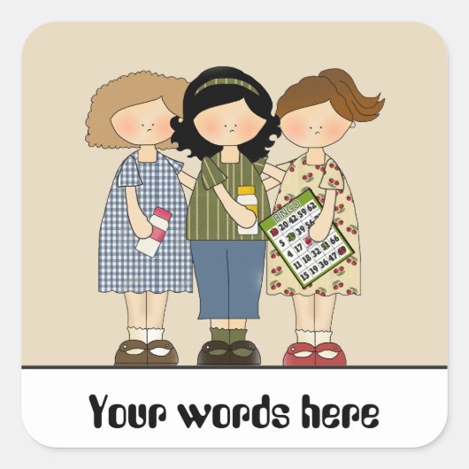 Bingo Buddies賭博カスタマイズ可能なかわいいシール スクエアシール (正面)