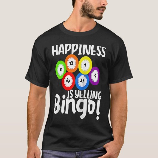 Bingo Happiness Is Yelling Bingo Raglan Baseball Tシャツ (正面)