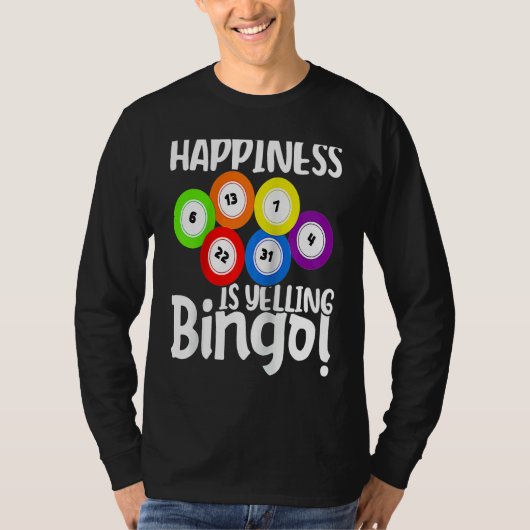 Bingo Happiness Is Yelling Bingo Raglan Baseball Tシャツ (正面)