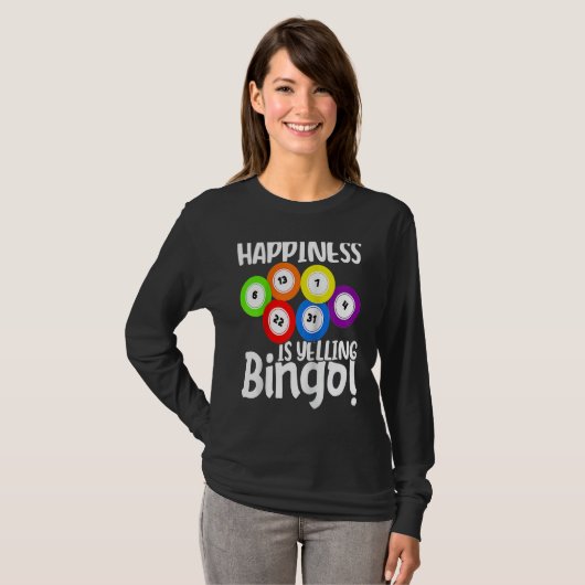Bingo Happiness Is Yelling Bingo Raglan Baseball Tシャツ (正面フル)