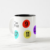 BINGO I Love Bingo Mugおもしろい カラフル ツートーンマグカップ (正面左)