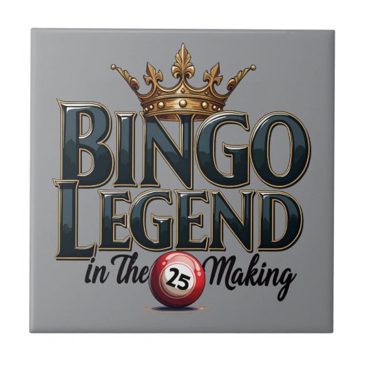Bingo Legend Crowned in Gold Retro Typography タイル (正面)