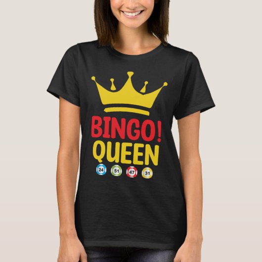 Bingo Queen Bingo Card Game Gambling Luck Bingo Ba Tシャツ (正面)