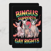 Bingusがゲイの権利をサポートSphynx猫LGBTQプライド 招待状 (正面/裏面)