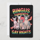 Bingusがゲイの権利をサポートSphynx猫LGBTQプライド 招待状 (正面)