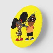 BinoとFinoクロック黄 ラウンド壁時計 (傾斜)