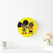 BinoとFinoクロック黄 ラウンド壁時計 (ホーム)