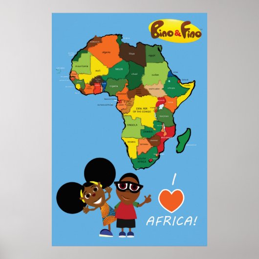 BinoとFino I Love Africa Poster Blue ポスター (正面)