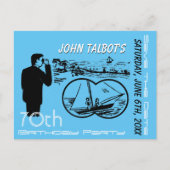 Binoculars Sailboat 70誕生日日付の保存 案内ポストカード (正面)