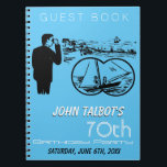 Binoculars Sailboat 70th Birthday Partyゲストブック ノートブック<br><div class="desc">ヴィンテージイラストレーション双眼鏡を使用している男性の。水平線に彼は何を見ているか2人の若い女性が乗っている帆船。70th ユーモアのある birthday Guest bookとしてカスタマイズ可能なスパイラルノート。文字(フォント、サイズ、色、位置)と背景色は、のパーソナライズまたはボタンでクリック簡単に変更でカスタマイズきます。一致する誕生日は、日付（ポストカード）と誕生日紙ナプキンを保存。誕生日の忘れヴィンテージイラストのコレクション全体を停止する。</div>