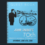 Binoculars Sailboat 70th Birthday Partyゲストブック ノートブック<br><div class="desc">ヴィンテージイラストレーション双眼鏡を使用している男性の。水平線に彼は何を見ているか2人の若い女性が乗っている帆船。70th ユーモアのある birthday Guest bookとしてカスタマイズ可能なスパイラルノート。文字(フォント、サイズ、色、位置)と背景色は、のパーソナライズまたはボタンでクリック簡単に変更でカスタマイズきます。一致する誕生日は、日付（ポストカード）と誕生日紙ナプキンを保存。誕生日の忘れヴィンテージイラストのコレクション全体を停止する。</div>