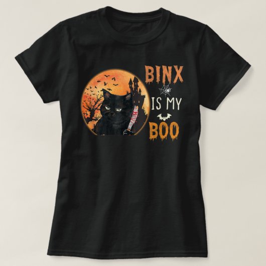 binxは私のブーかわいいハロウィーン猫 tシャツ (デザイン正面)