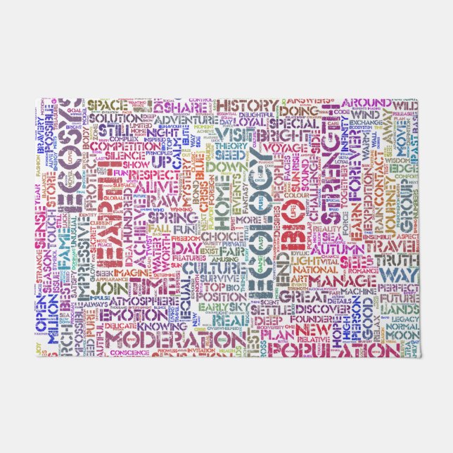 Bio Nuage de Mots Texte Motif Biodiversité ドアマット (正面)