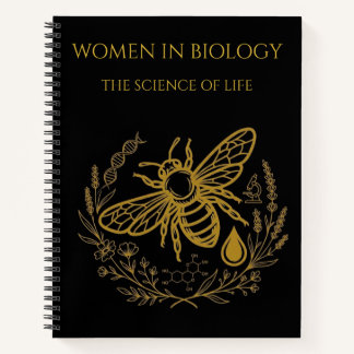 Biology Bee & Golden DNA Spiral Notebook ノートブック