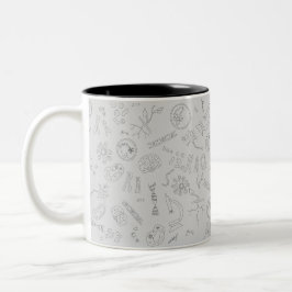 Biology diagram pattern black grey ツートーンマグカップ