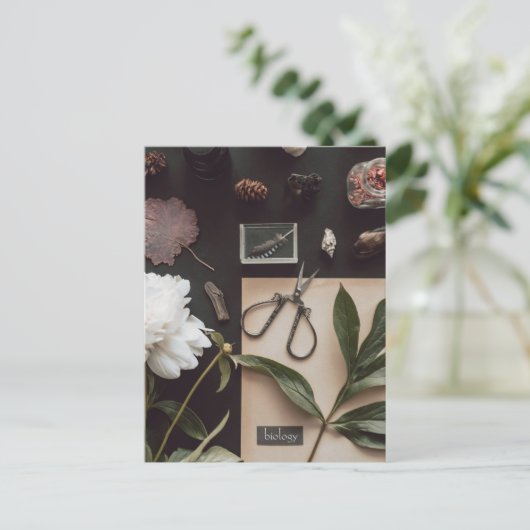 Biology science Flat Lay Academia ポストカード (スタンド正面)