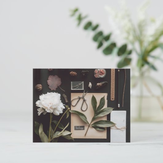 Biology science Flat Lay Academia ポストカード (スタンド正面)
