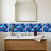 Bioluminescent Jellyfish Mosaic Blue Purple  タイル