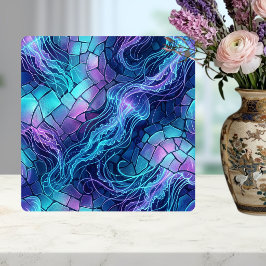Bioluminescent Jellyfish Mosaic Blue Purple タイル