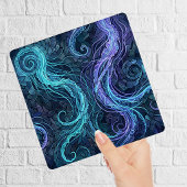 Bioluminescent Jellyfish Teal Purple Swirls Mosaic タイル