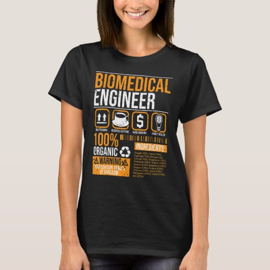 Biomedical Engineer Facts Label Biomedical Enginee Tシャツ (正面)