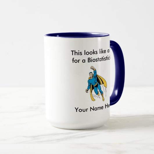 Biostatisticianの男性のスーパーヒーロー マグカップ (正面右)