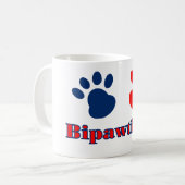 Bipawtisanおもしろい犬が赤青の政治に足を踏み入れる コーヒーマグカップ (正面左)