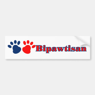 Bipawtisanおもしろい犬が赤青の政治に足を踏み入れる バンパーステッカー