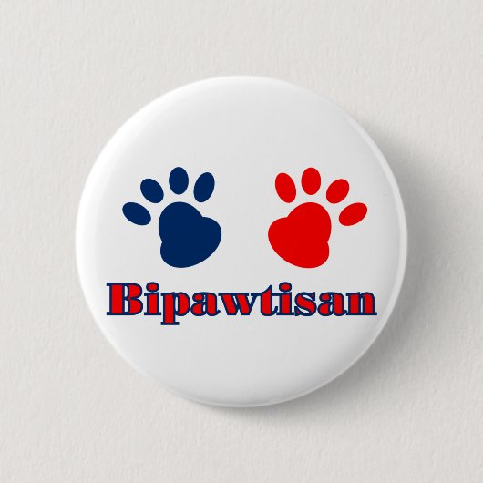 Bipawtisanおもしろい犬が赤青の政治に足を踏み入れる 缶バッジ (正面)